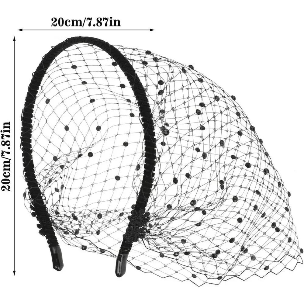 Black Mesh Veil Headband for Women Bridal Wedding Tea Party Fascinator